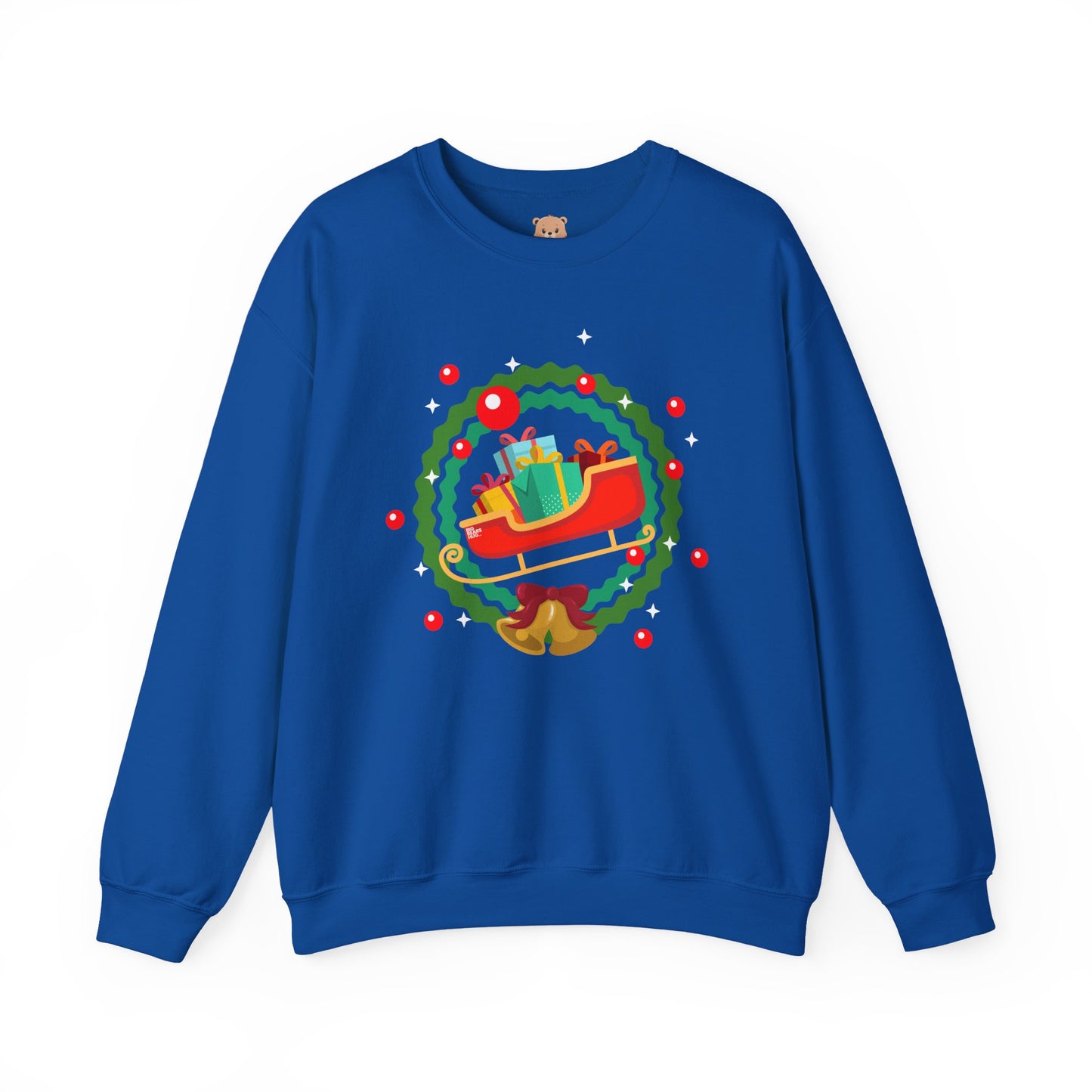 Santa coming with Christmas gifts (front) unisex cozy crewneck sweatshirt