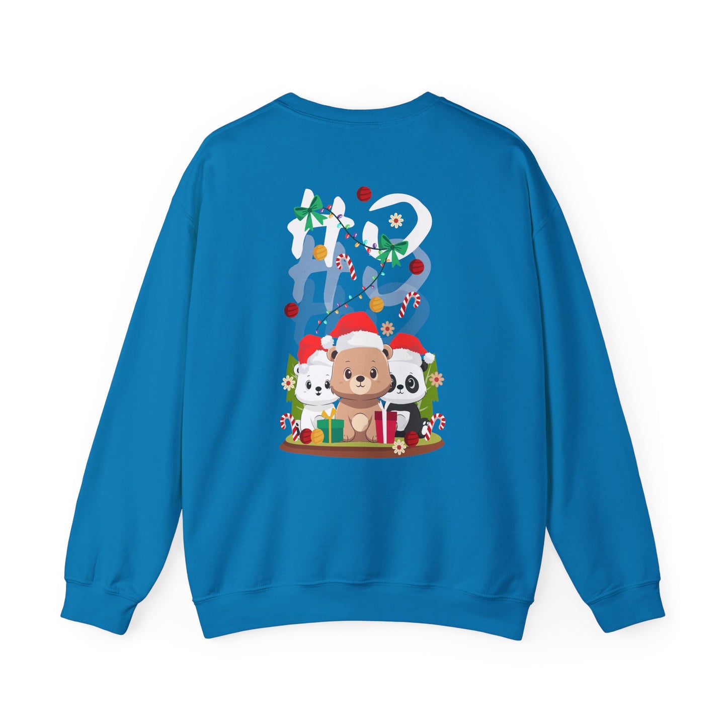 Ho Ho Ho Christmas bears (back) unisex cozy crewneck sweatshirt