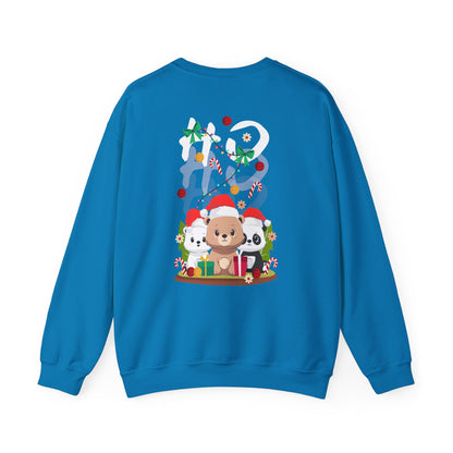 Ho Ho Ho Christmas bears (back) unisex cozy crewneck sweatshirt