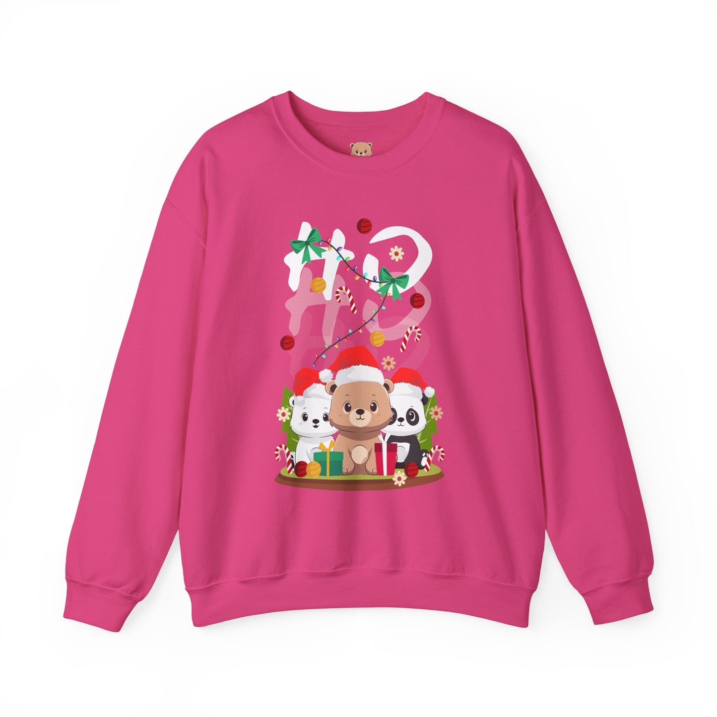 Ho Ho Ho Christmas bears (front) unisex cozy crewneck sweatshirt