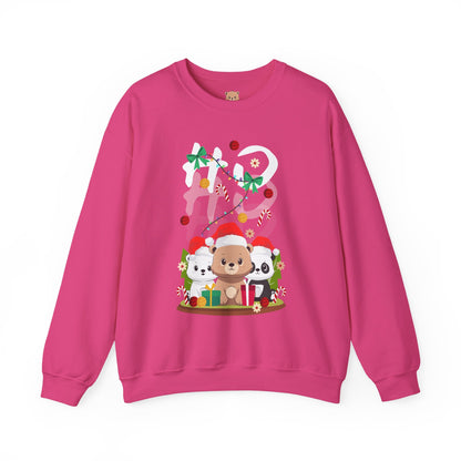 Ho Ho Ho Christmas bears (front) unisex cozy crewneck sweatshirt