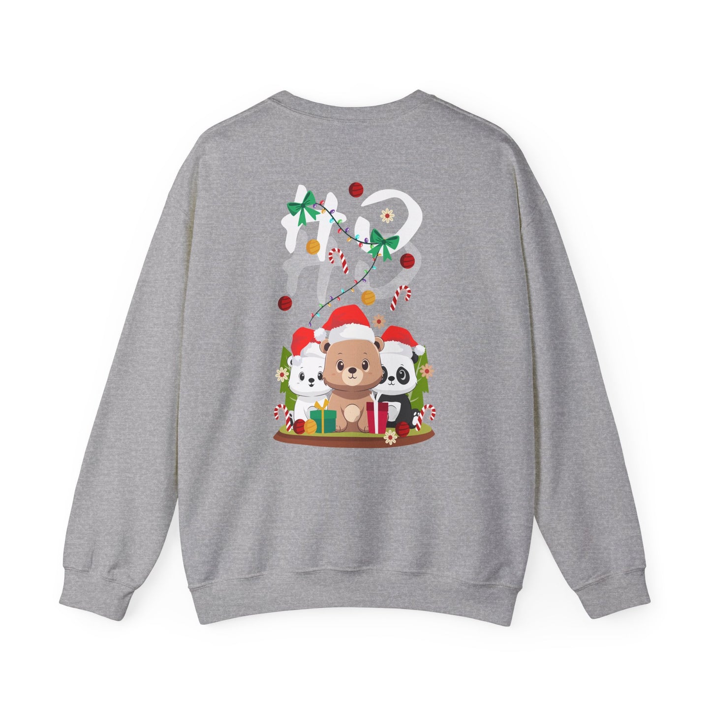 Ho Ho Ho Christmas bears (back) unisex cozy crewneck sweatshirt