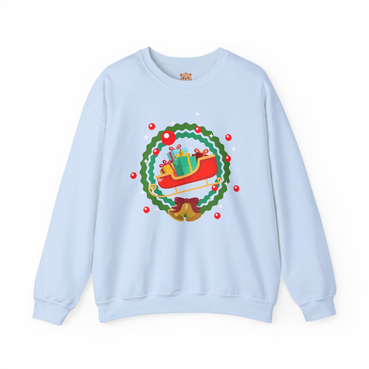 Santa coming with Christmas gifts (front) unisex cozy crewneck sweatshirt
