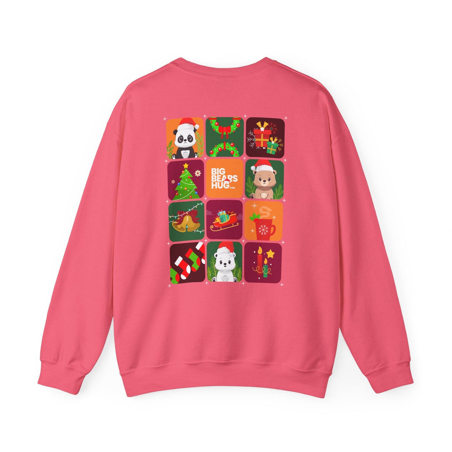 Bear hug Christmas grid (back) unisex crewneck sweatshirt