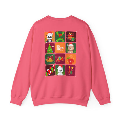 Bear hug Christmas grid (back) unisex crewneck sweatshirt